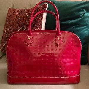 Arcadia red patten leather handbag